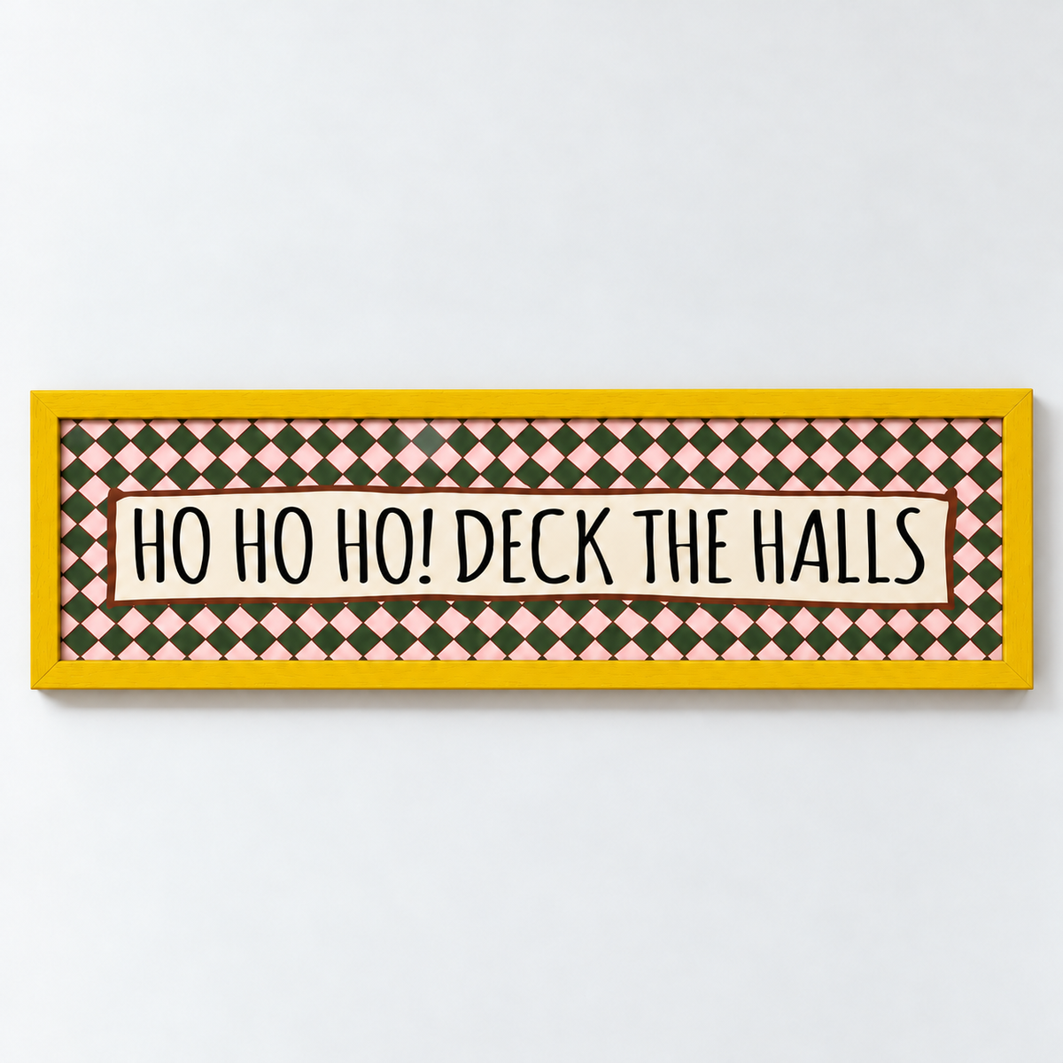 Ho Ho Ho! Deck The Halls Panoramic Print — frame yellow