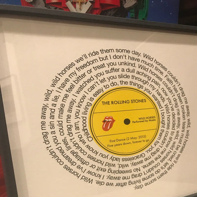 Customer photo — Personalised Vinyl Song Lyrics Record Print