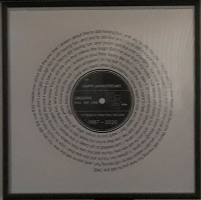 Customer photo — Personalised Vinyl Song Lyrics Record Print