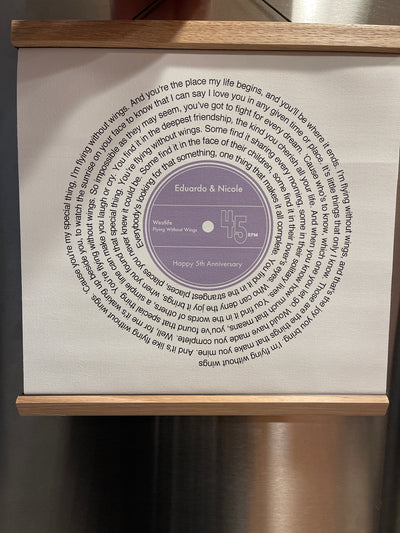 Customer photo — Personalised Vinyl Song Lyrics Record Print
