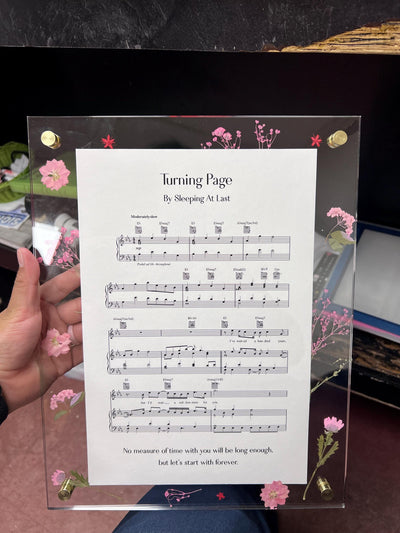 Customer photo — Personalised Song Sheet Music Print