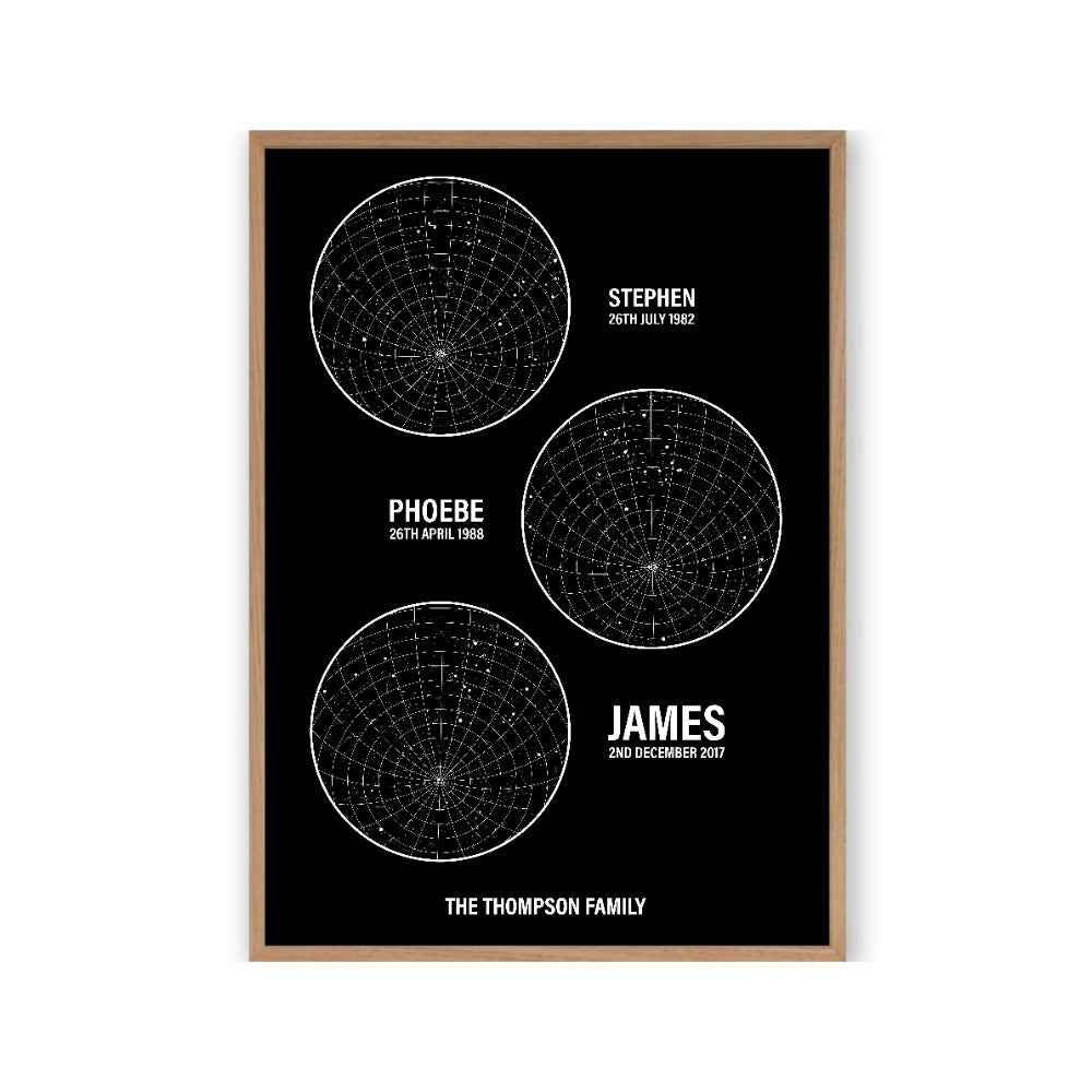 Personalised Family Star Maps Print