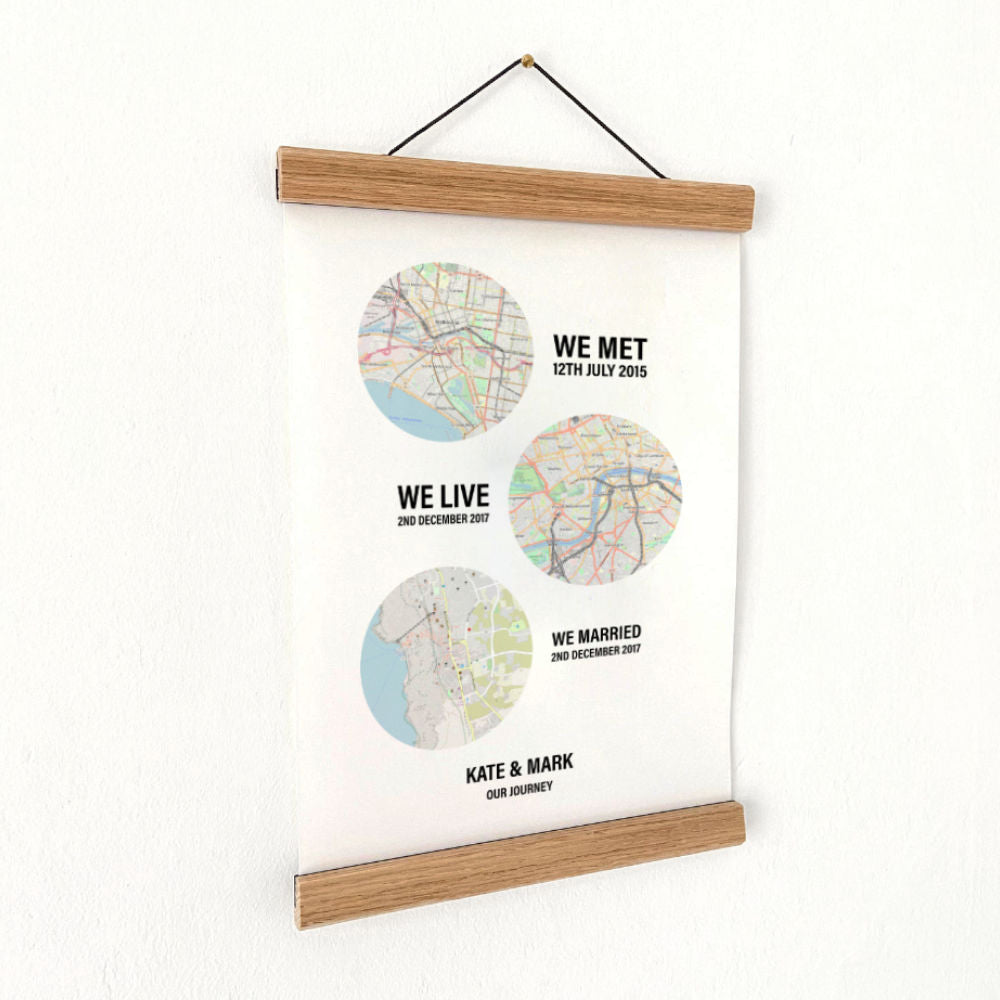 Personalised Couple Location Maps Print