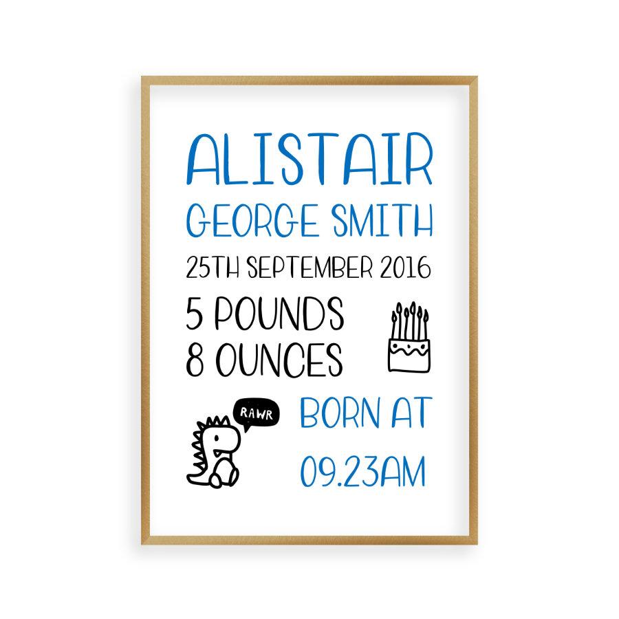 Personalised Baby Birth Print - Blim & Blum