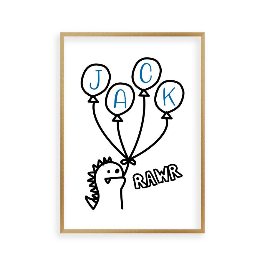 Personalised Dinosaur Children's Name Print - Blim & Blum