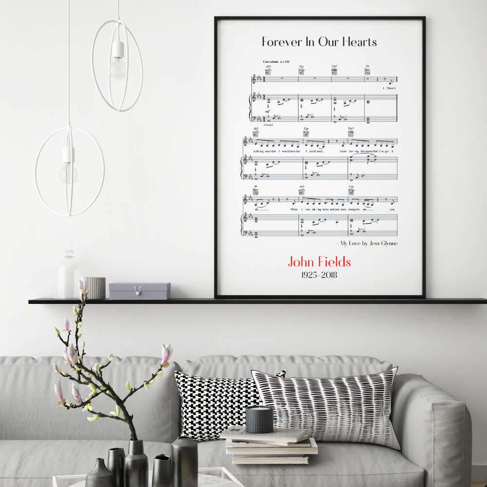 Personalised Funeral Memorial Song Sheet Music Print