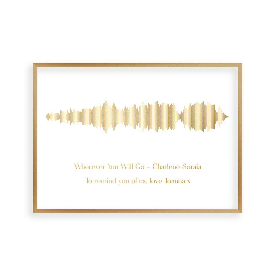 Personalised Gold Foil Favourite Song Sound Wave Print - Blim & Blum