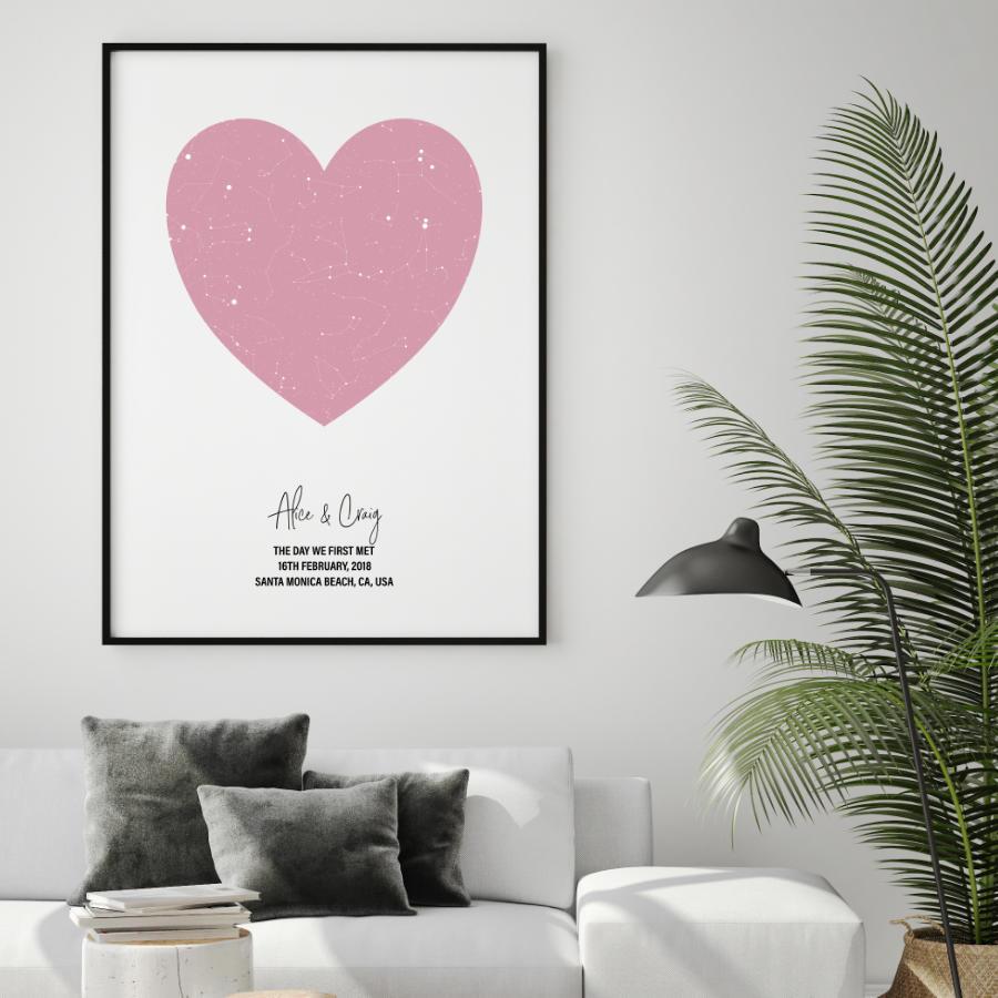 Personalised Heart Star Map Print