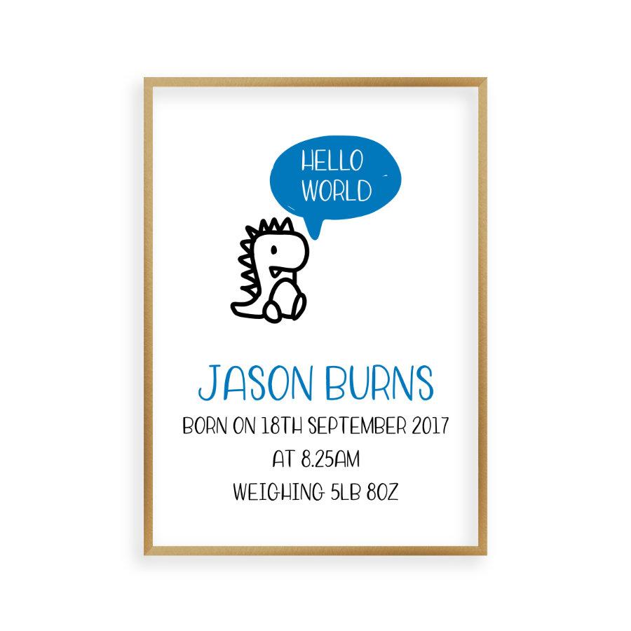 Personalised Hello World Baby Birth Print - Blim & Blum