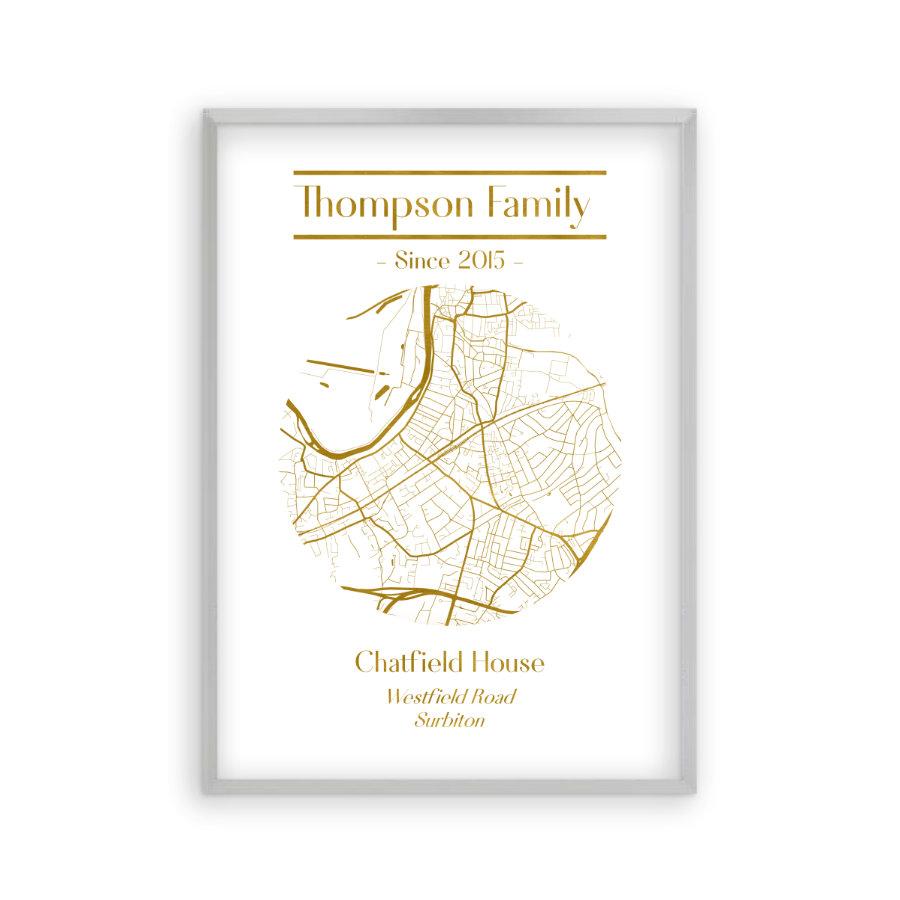 Personalised Metallic Map Print - Blim & Blum