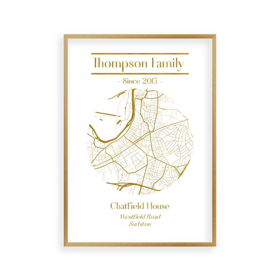 Personalised Metallic Map Print - Blim & Blum