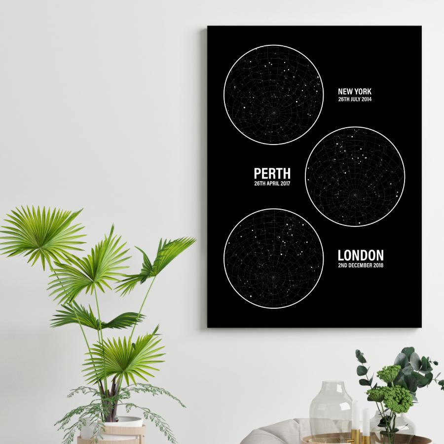 Personalised Star Map Multiple Locations Print