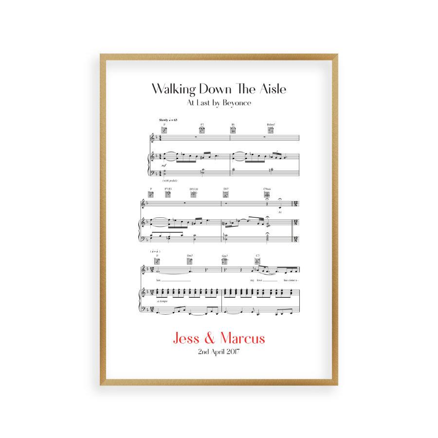 Personalised Walking Down The Aisle Music Sheet Notes Print - Blim & Blum