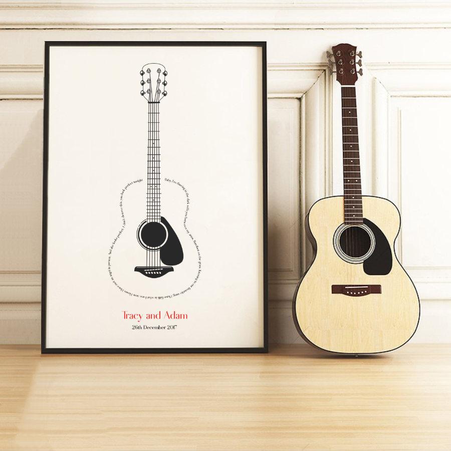 Personalised Guitar Song Lyrics Print - Blim & Blum