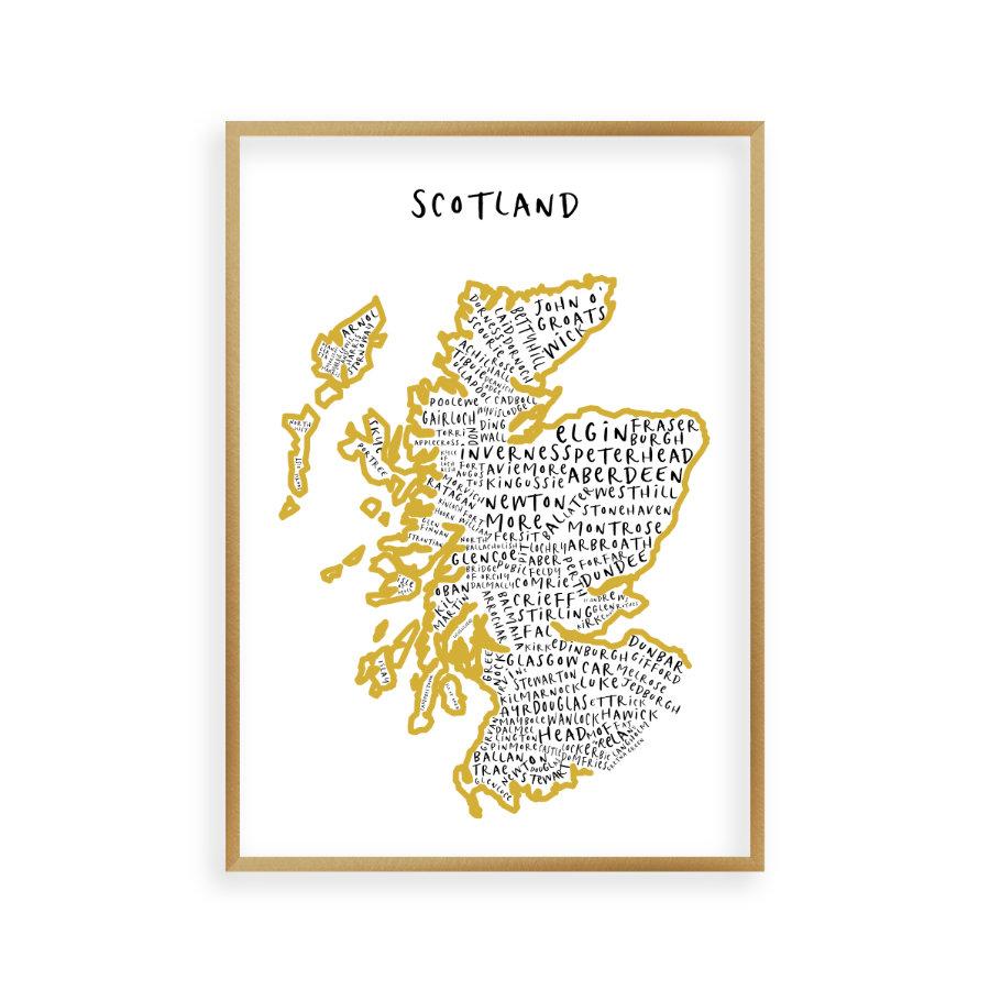 Scotland Typography Map Print - Blim & Blum