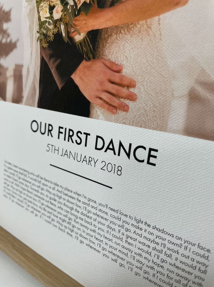 Personalised First Dance Photo Lyrics Second Anniversary Cotton Print