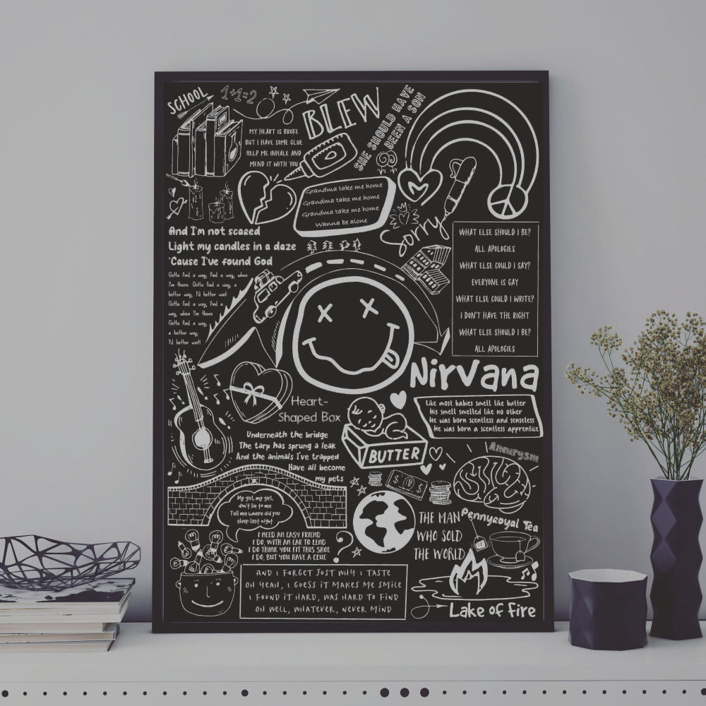 Nirvana Song Lyric Album Print