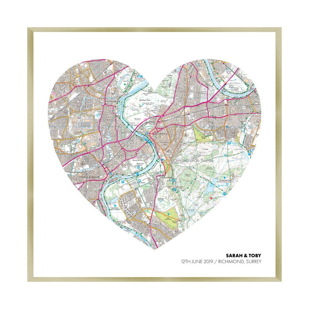 Personalised OS Map Heart Print