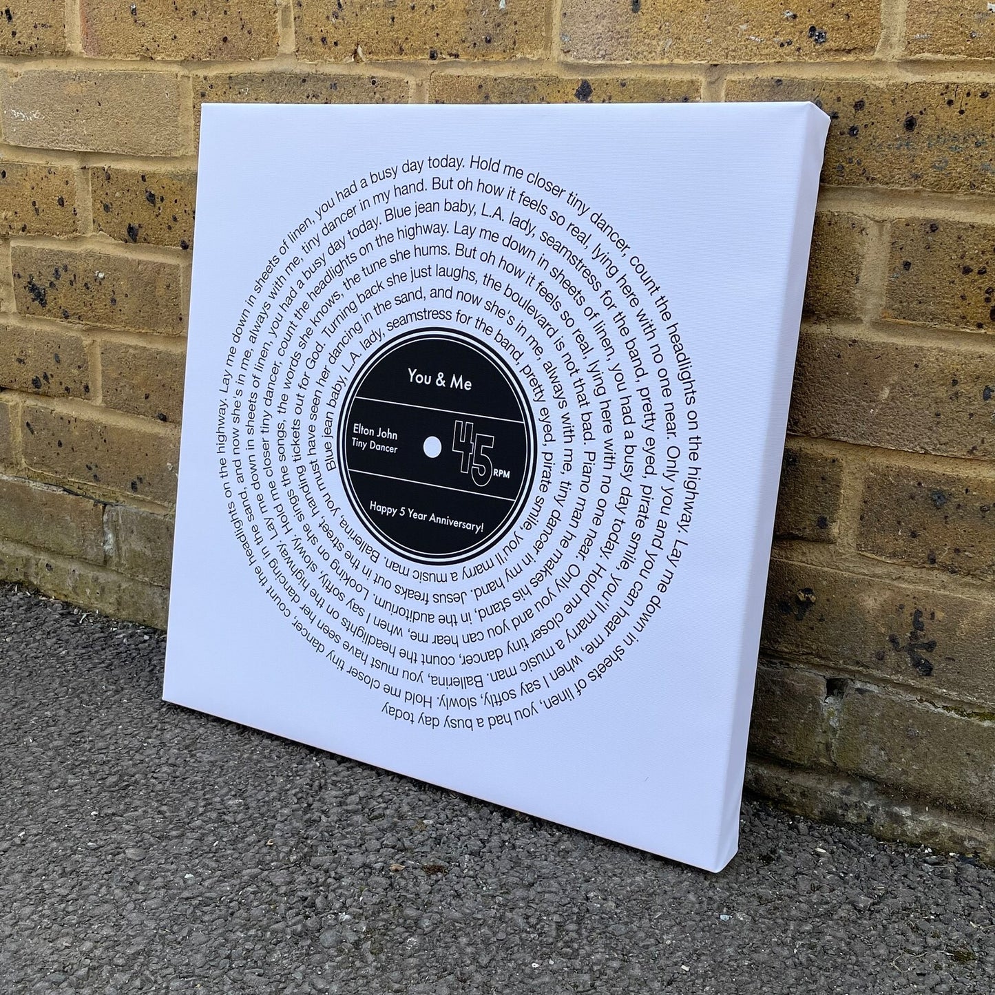 Personalised Favourite Song Lyrics Vinyl Record Print
