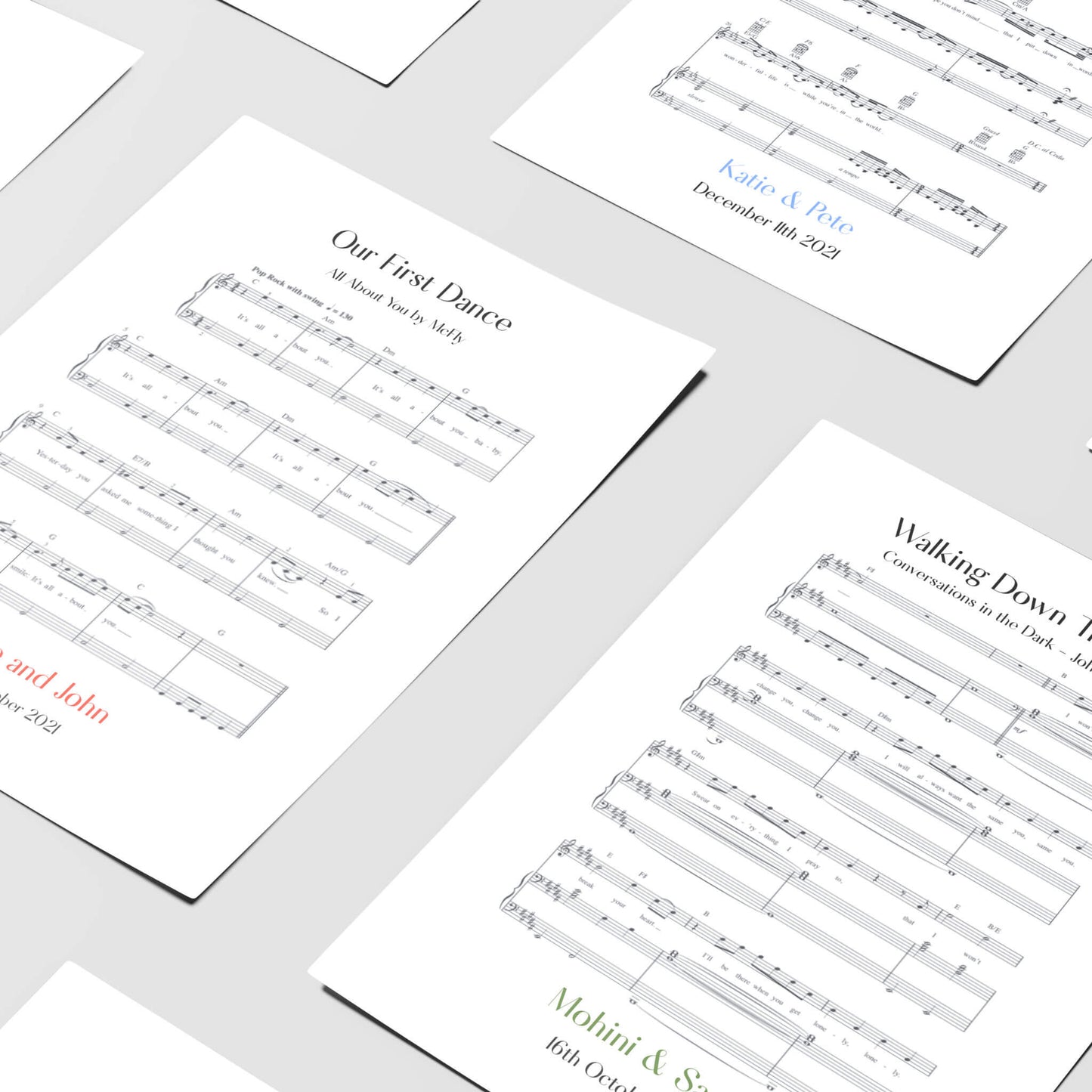 Personalised First Dance Wedding Music Sheet Notes Print