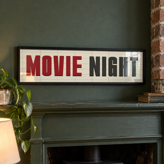 Movie Night Panoramic Print in a room setting