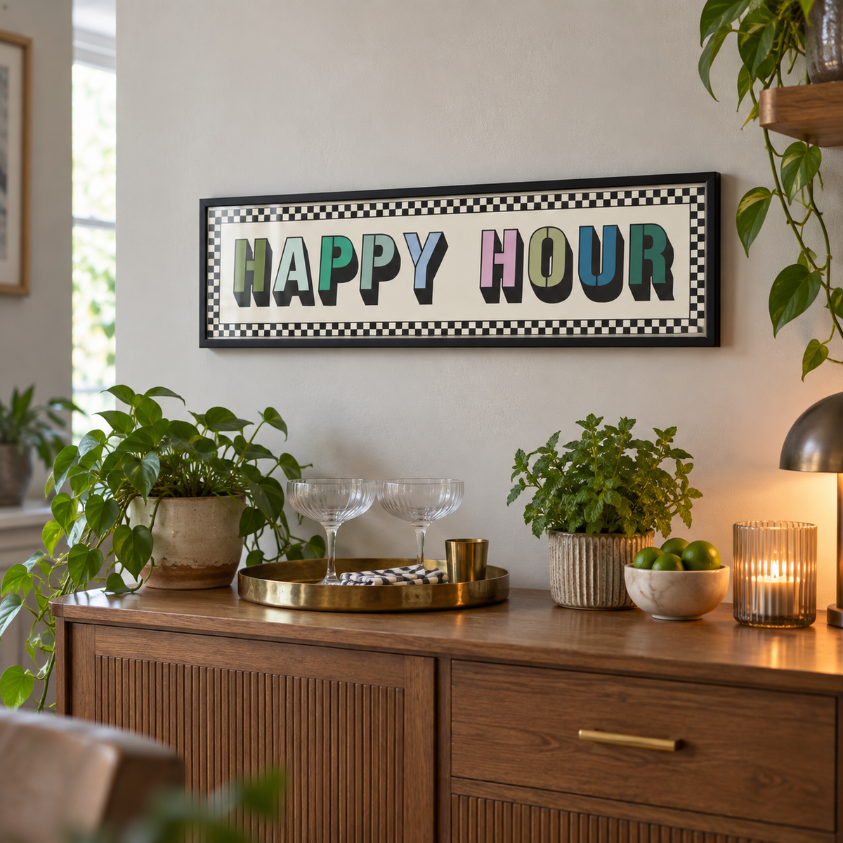 Happy Hour Panoramic Print in a room setting