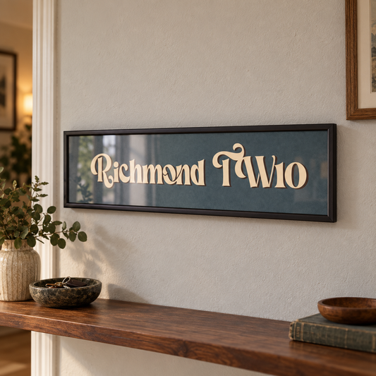 Custom Postcode Location Panoramic Print in a room setting
