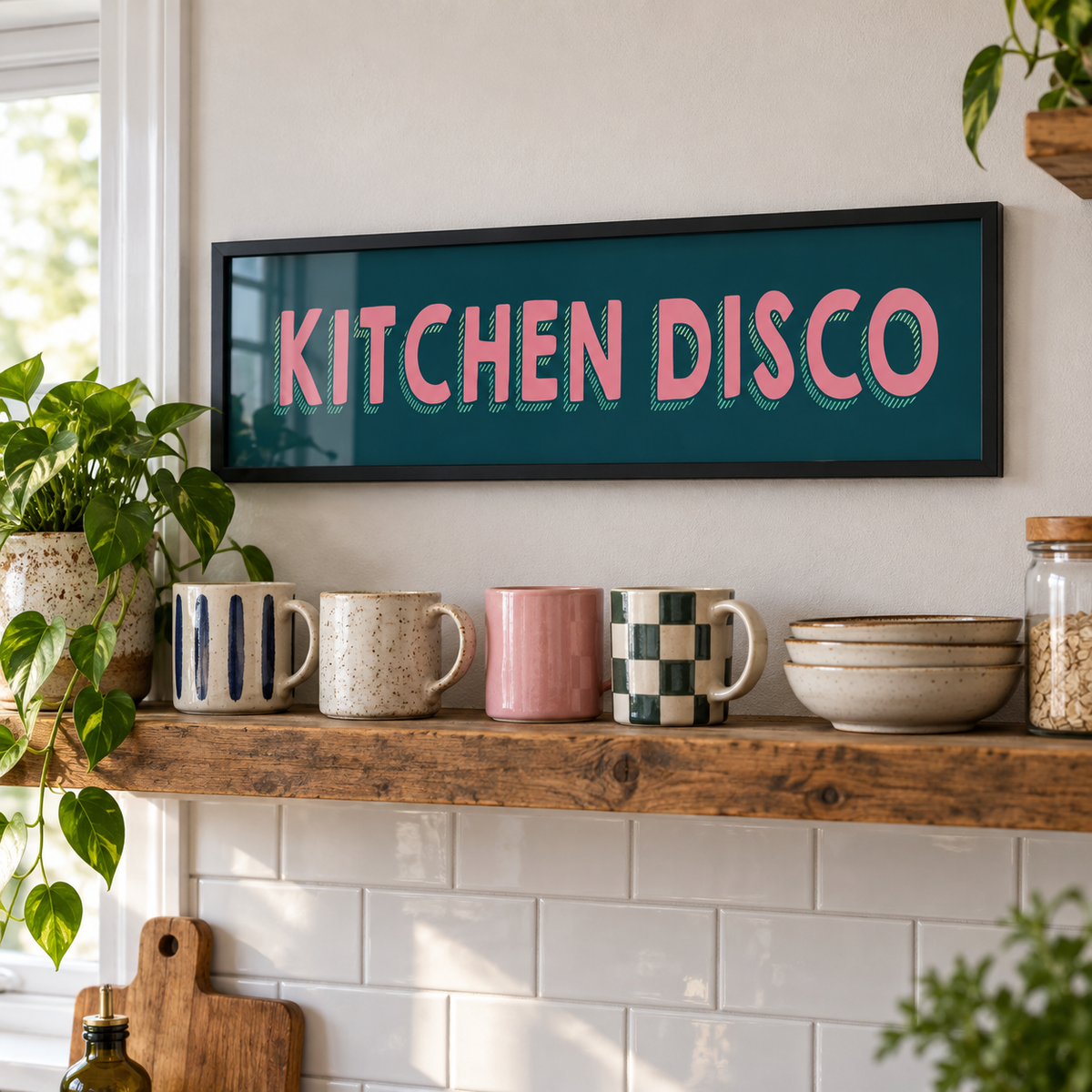 BB panorama natural 2026 | kitchen-disco-retro-panoramic-wall-art-print-bold-colourful-new-home-decor | setting