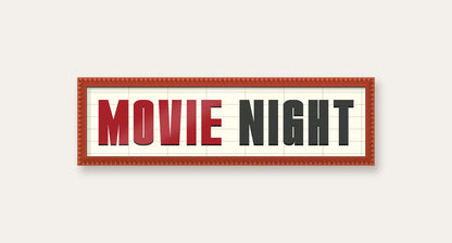 Movie Night panoramic print in a red bobbin frame