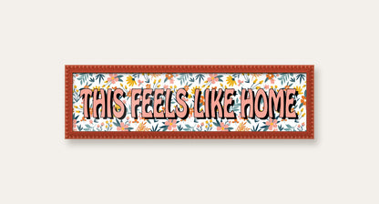 This Feels Like Home panoramic print in a red bobbin frame