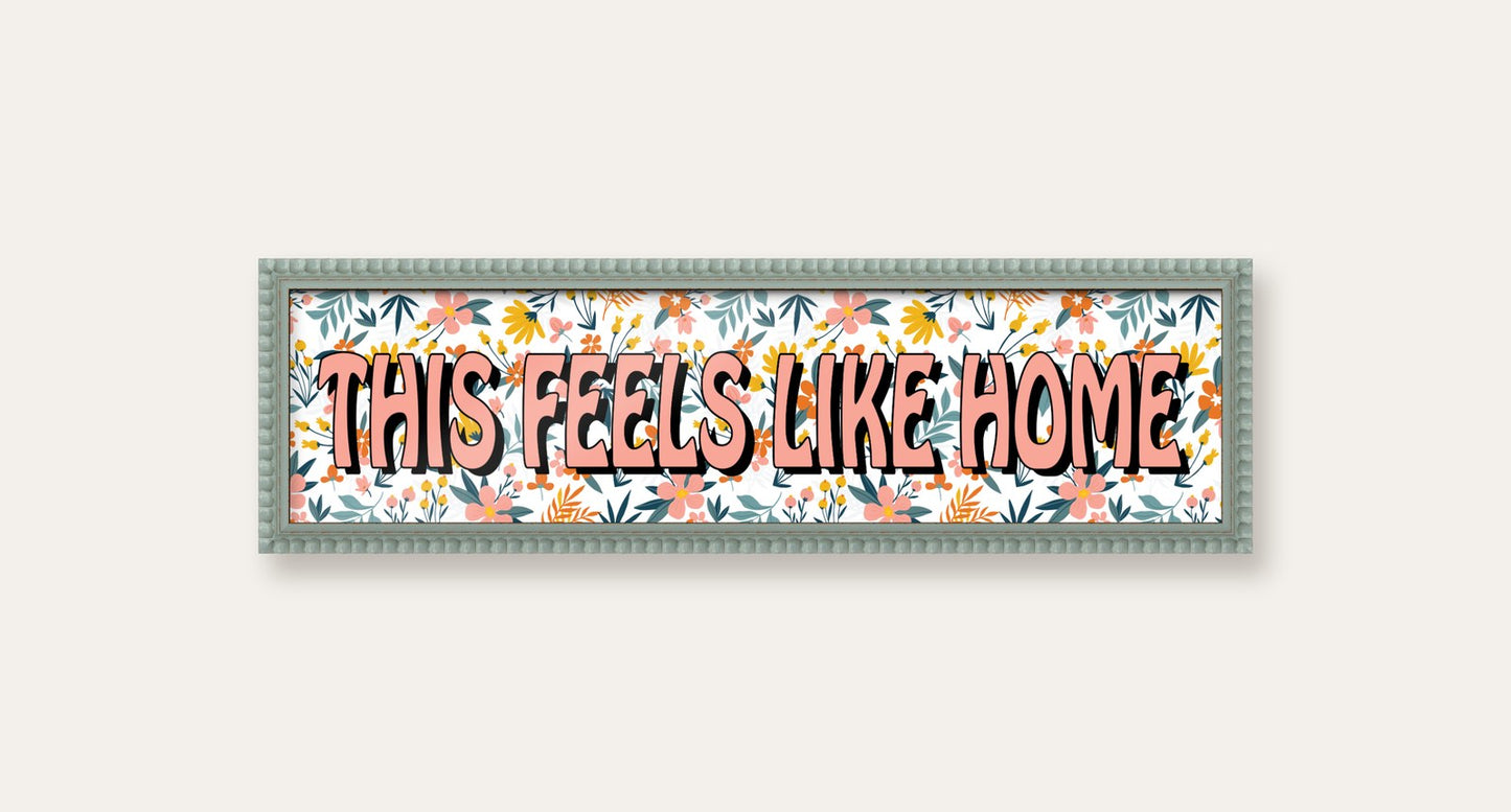 This Feels Like Home panoramic print in a pale grey bobbin frame