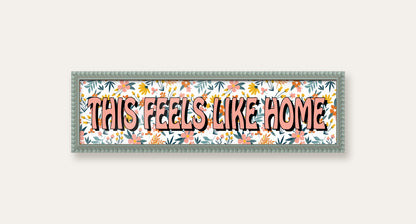 This Feels Like Home panoramic print in a pale grey bobbin frame