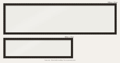 Black bobbin panoramic frame shown in both sizes, 60cm x 15cm and 100cm x 25cm