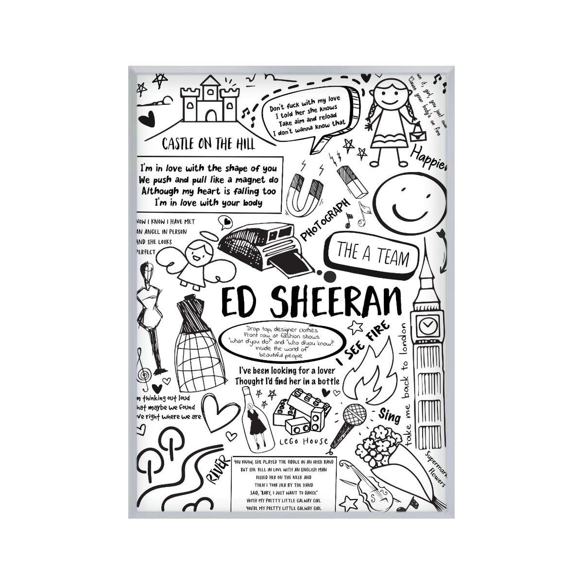 Ed Sheeran Song Lyric Album Print