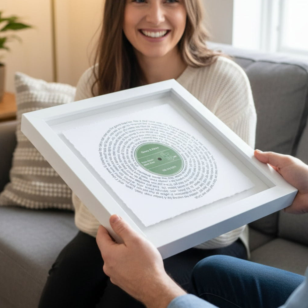 Personalised Song Lyrics Vinyl Record Float Mounted Frame