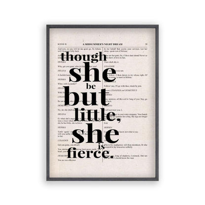 Shakespeare Though She Be But Little She Is Fierce Quote Book Print
