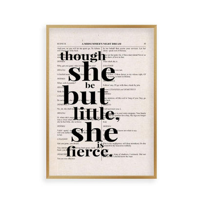 Shakespeare Though She Be But Little She Is Fierce Quote Book Print
