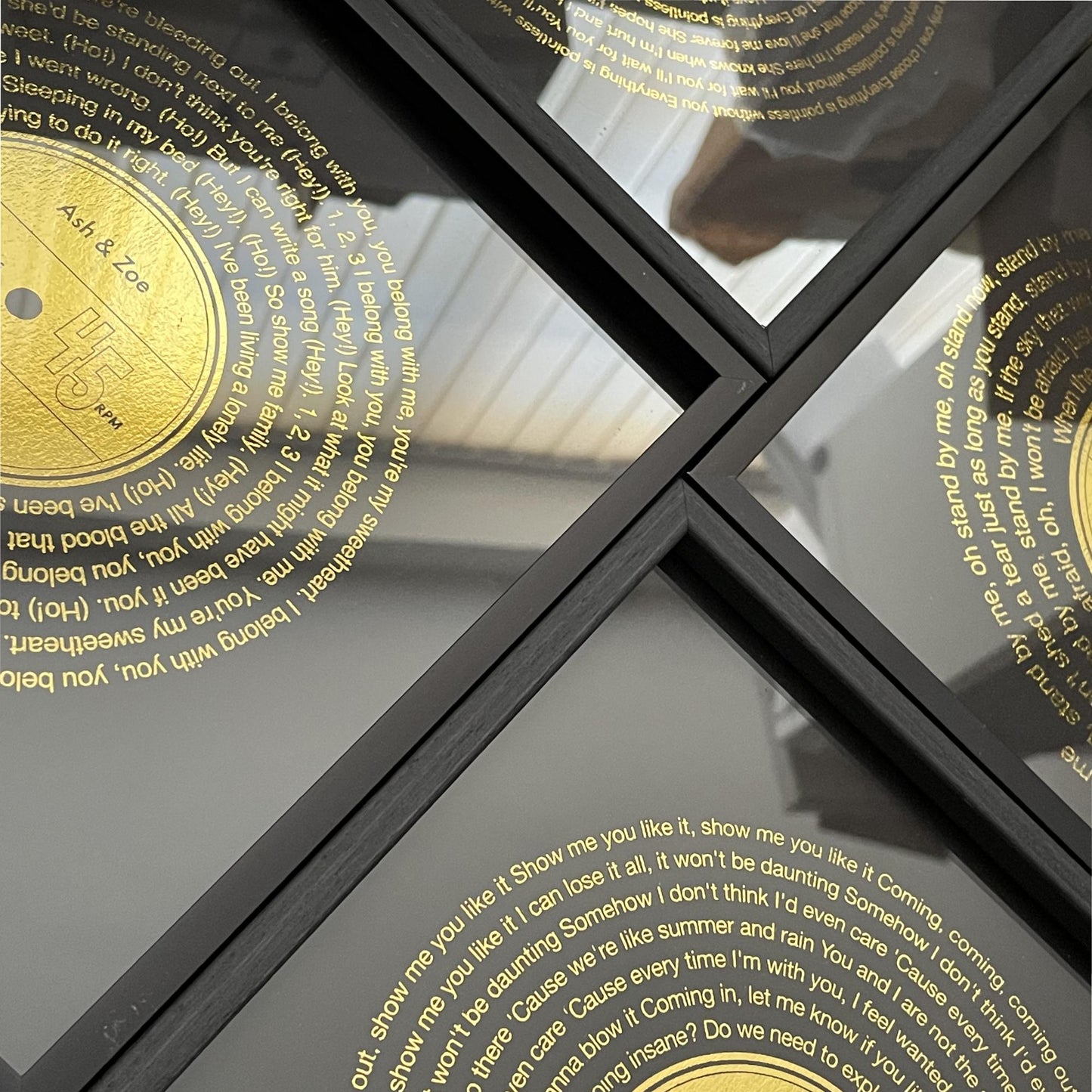 Personalised Vinyl Song Lyrics Metallic Gold Foil Print