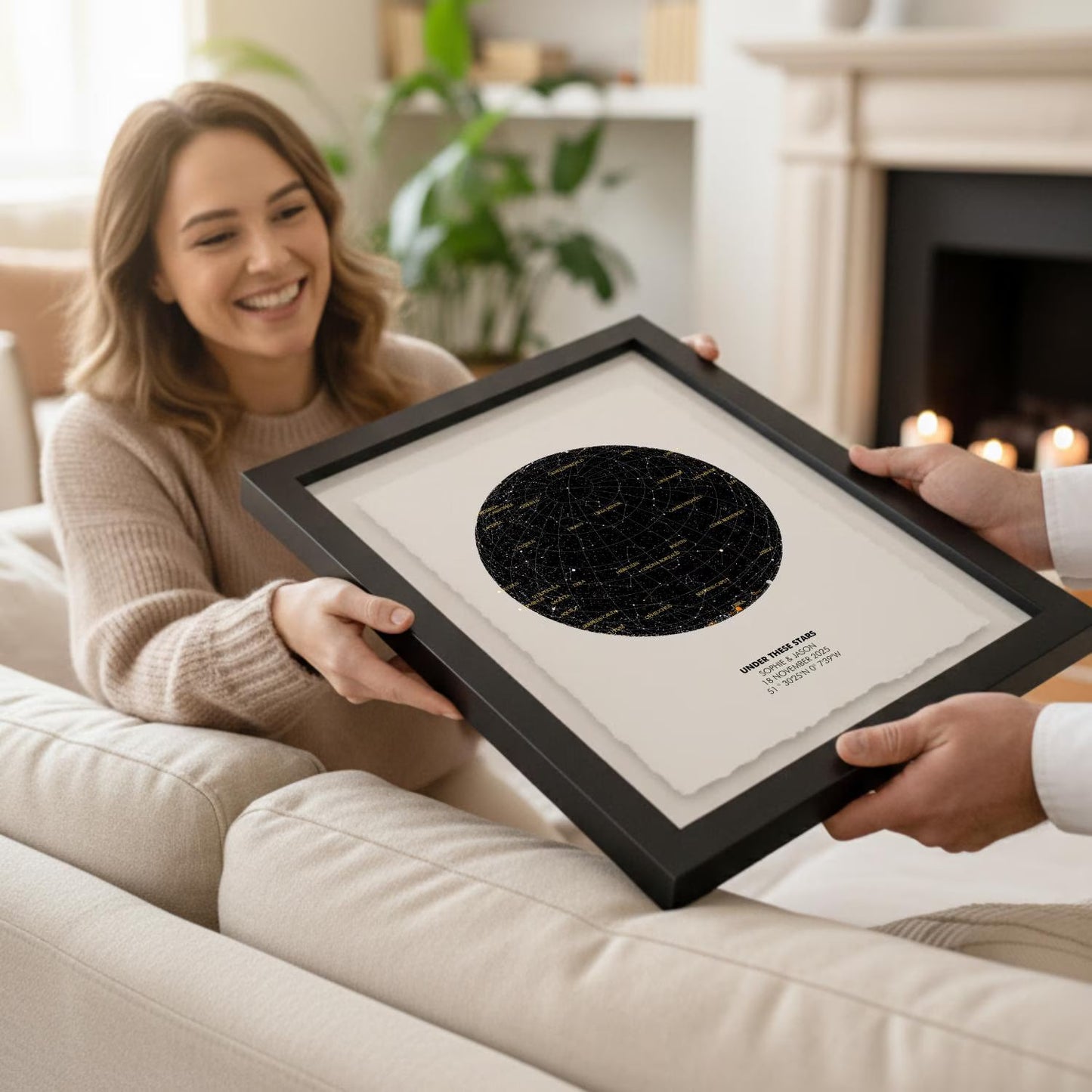 Personalised Star Map Print Print Float Mounted Frame