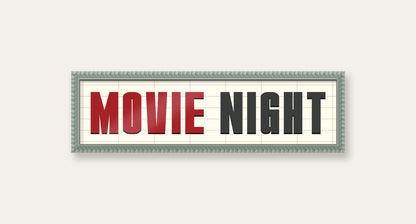 Movie Night panoramic print in a pale grey bobbin frame