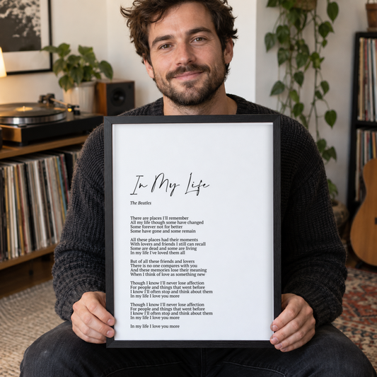 Personalised Song Lyrics Print in a room setting