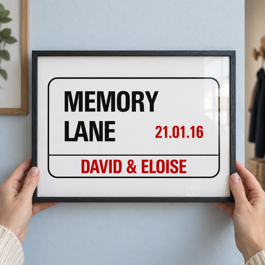 Personalised Wedding London Street Sign in a room setting