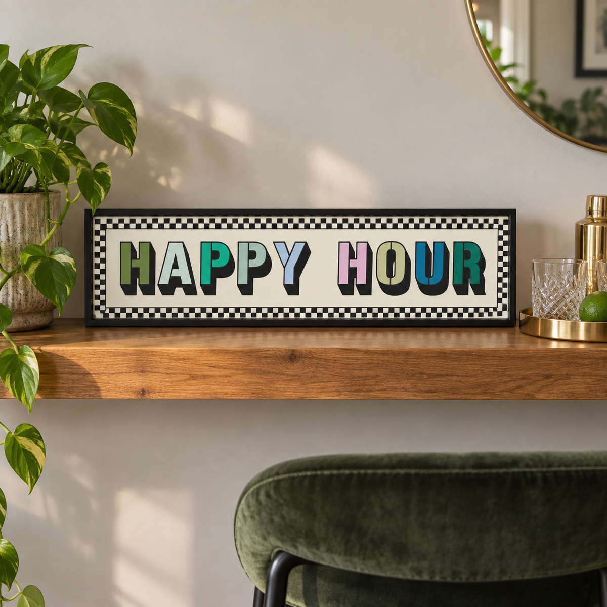 Happy Hour Panoramic Print in a room setting