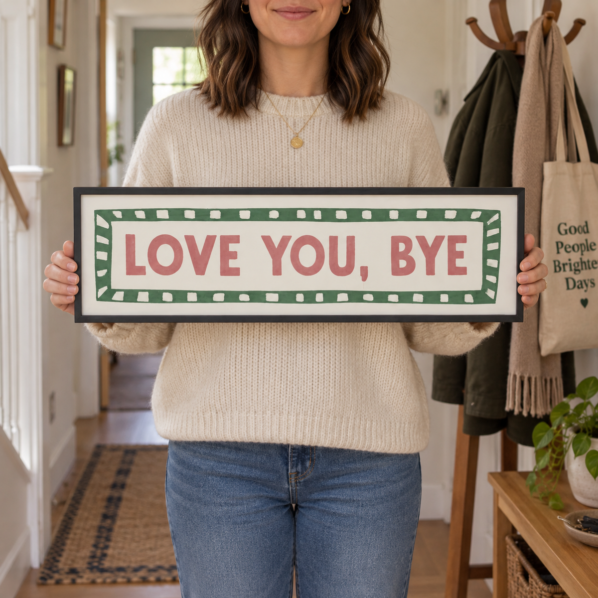 Love You, Bye Panoramic Print in a room setting