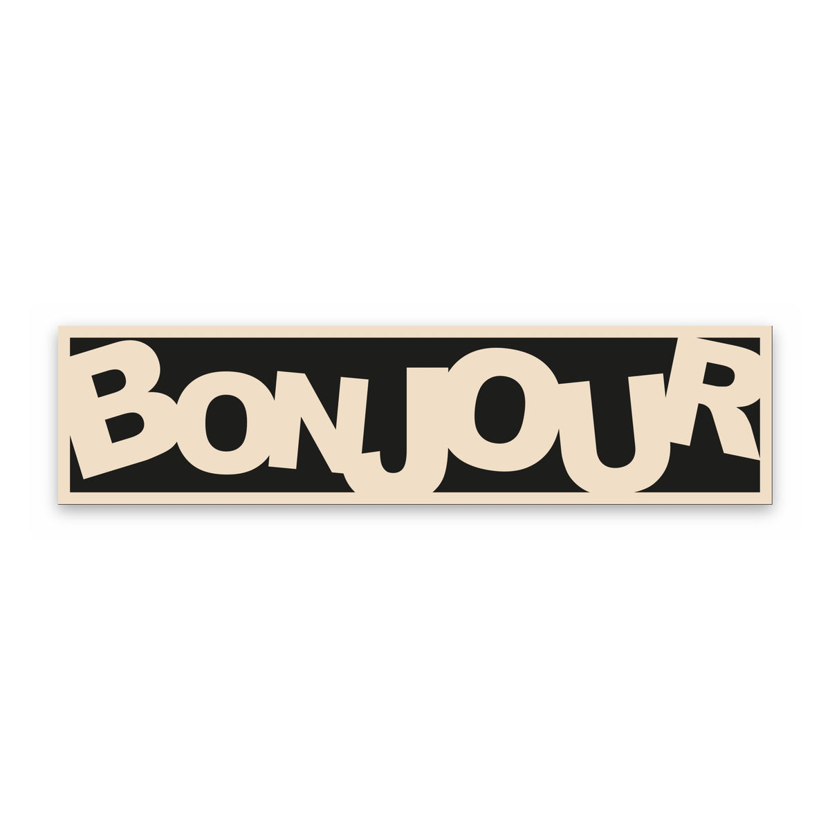Bonjour Retro panoramic print with a black background