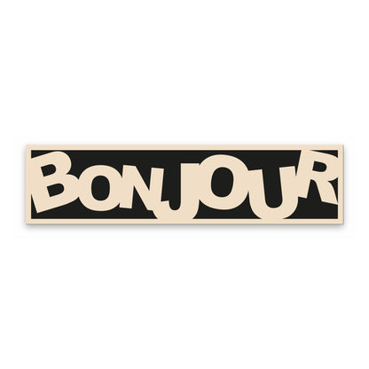 Bonjour Retro panoramic print with a black background