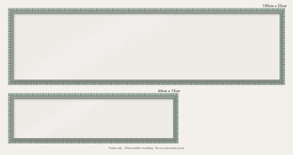 Pale Grey bobbin panoramic frame shown in both sizes, 60cm x 15cm and 100cm x 25cm