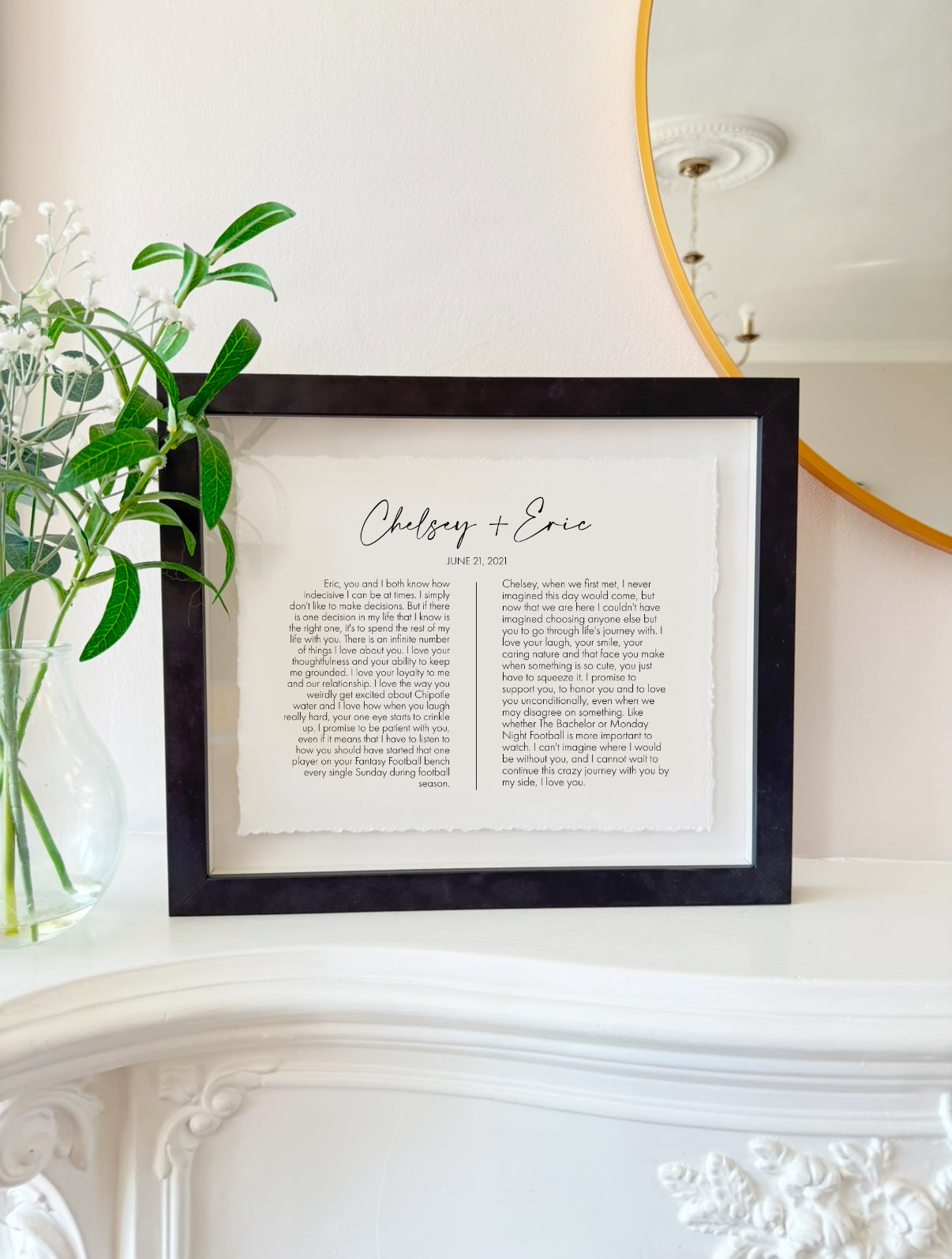 Personalised Wedding Vows Framed Print