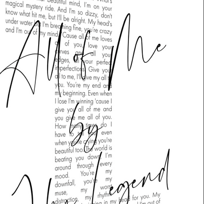 Personalised Song Lyrics Number Print