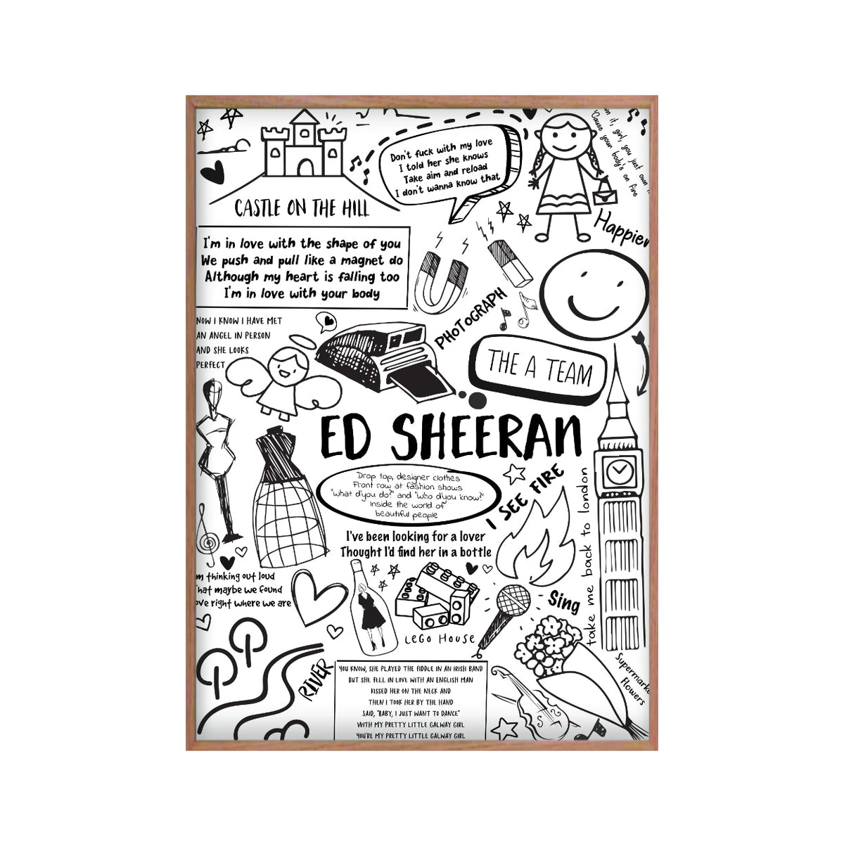 Ed Sheeran Song Lyric Album Print